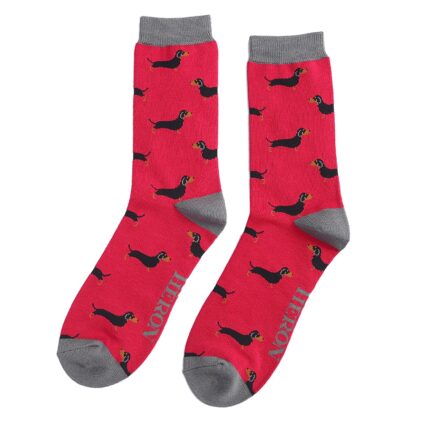 Mr Heron Little Sausage Dogs Socks Red-0