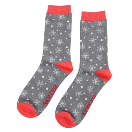 Mr Heron Snowflakes Socks Grey-3436