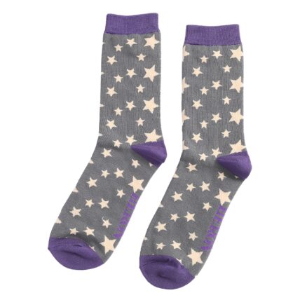 Mr Heron Stars Socks Grey-3446