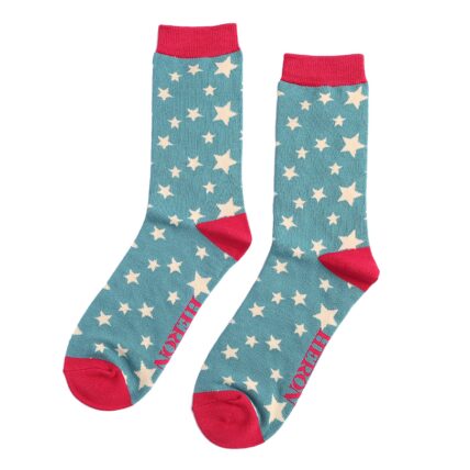 Mr Heron Stars Socks Teal-3453
