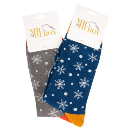Mr Heron Snowflakes Socks Navy-3440