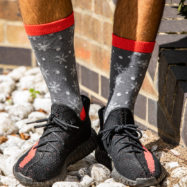 Mr Heron Snowflakes Socks Grey-0