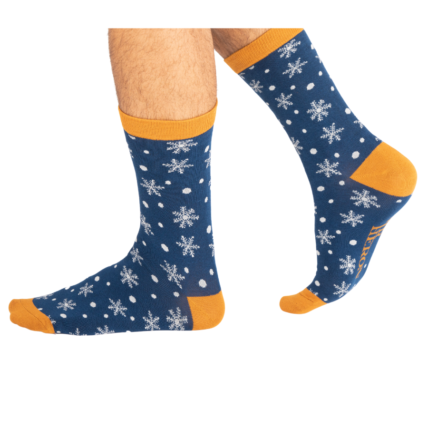 Mr Heron Snowflakes Socks Navy-0