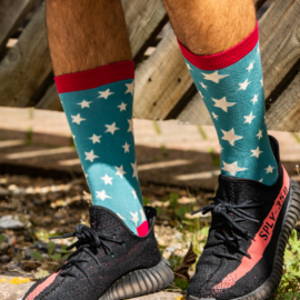 Mr Heron Stars Socks Teal-0