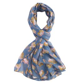 Open Tulips Scarf Blue-0