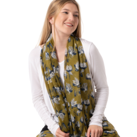 Open Tulips Scarf Green-0