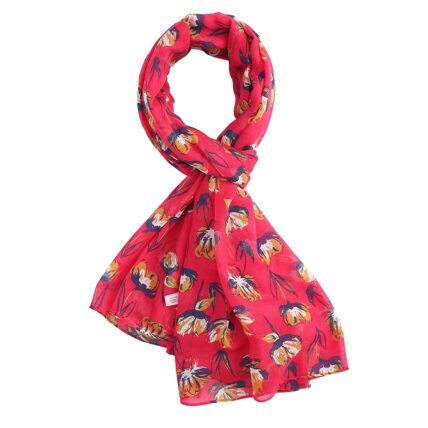 Open Tulips Scarf Hot Pink-0