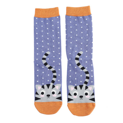 Kitty & Spots Socks Blue-0