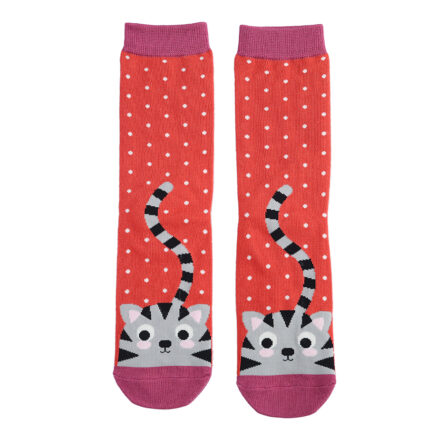 Kitty & Spots Socks Burnt Orange-0