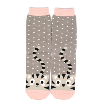 Kitty & Spots Socks Grey-0