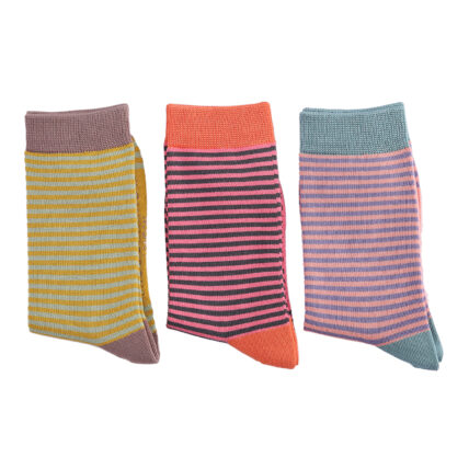Mini Stripes Socks Grey & Bright Pink-3659