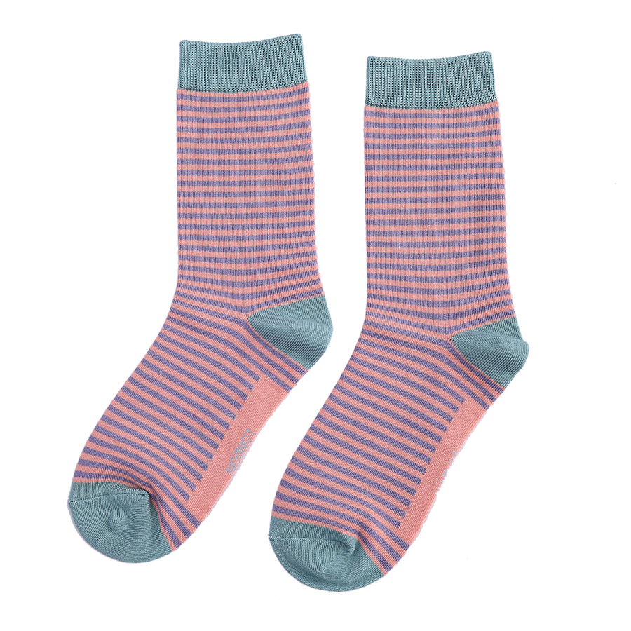 Mini Stripes Socks Dusky Purple & Pink