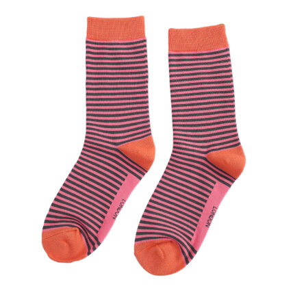 Mini Stripes Socks Grey & Bright Pink-0