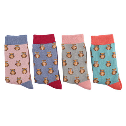 Owls Socks Dusky Pink-3673