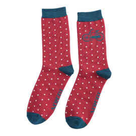 Mr Heron Bike & Spots Socks Deep Red-0