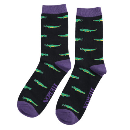 Mr Heron Crocodiles Socks Black-0