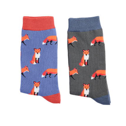 Mr Heron Foxes Socks Blue-3560