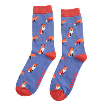 Mr Heron Foxes Socks Blue-0
