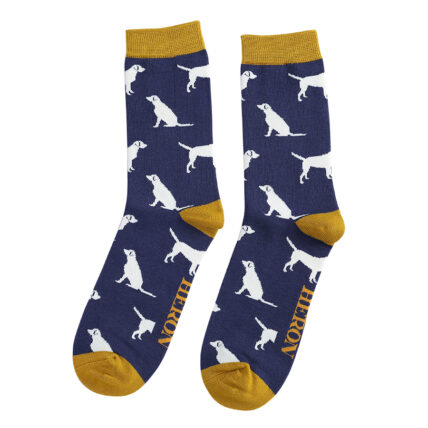 Mr Heron Labradors Socks Navy-0