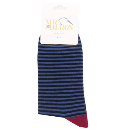 Mr Heron Mini Stripes Socks Blue & Black-4936