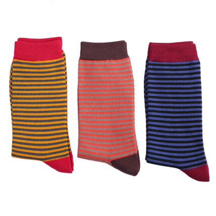 Mr Heron Mini Stripes Socks Orange & Mocha-3586