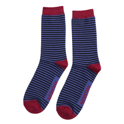 Mr Heron Mini Stripes Socks Blue & Black-0