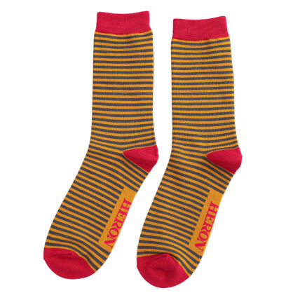Mr Heron Mini Stripes Socks Mustard & Grey-0