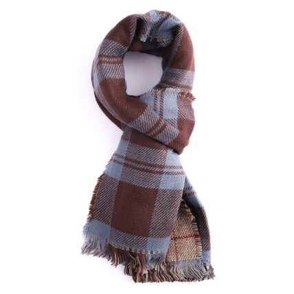Double-Sided Check Scarf Blue-0