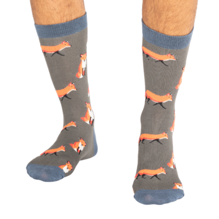Mr Heron Foxes Socks Charcoal-0