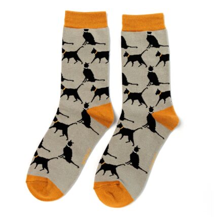 Lucky Cats Socks Grey-3791
