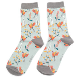 Pheasants & Flowers Socks Duck Egg-0