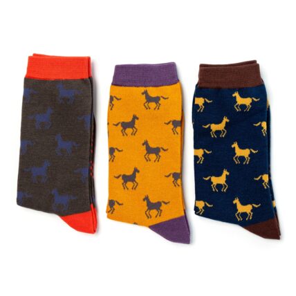Mr Heron Horses Socks Dark Grey-3717