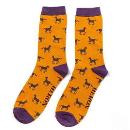 Mr Heron Horses Socks Mustard-0