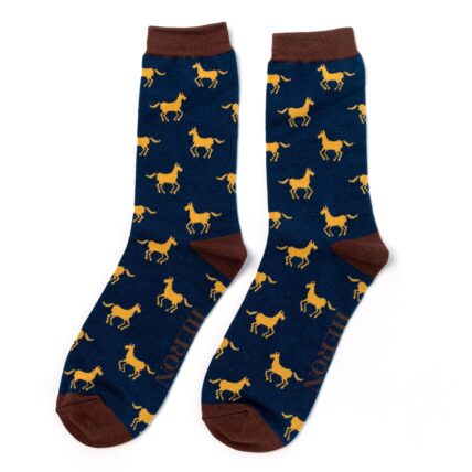 Mr Heron Horses Socks Navy-0