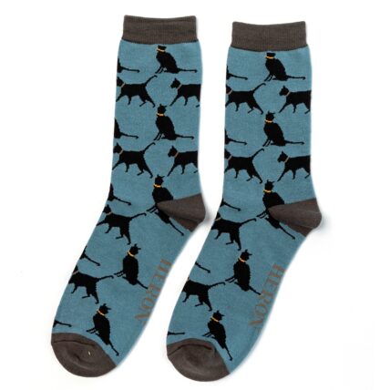 Mr Heron Lucky Cats Socks Denim-0