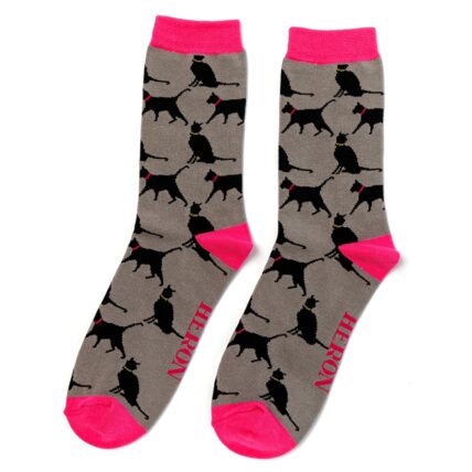 Mr Heron Lucky Cats Socks Grey-0