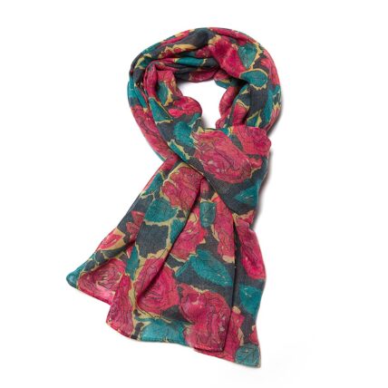 Roses Scarf Navy-0