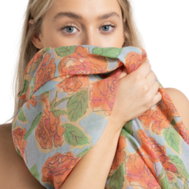 Roses Scarf Powder Blue-0