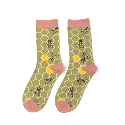 Bee Hive Socks Olive-0