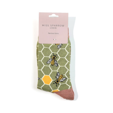 Bee Hive Socks Olive-3944