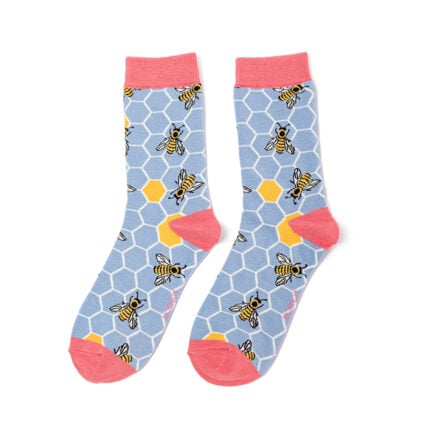 Bee Hive Socks Powder Blue-4142
