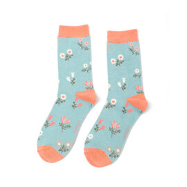 Dainty Floral Socks Duck Egg-0