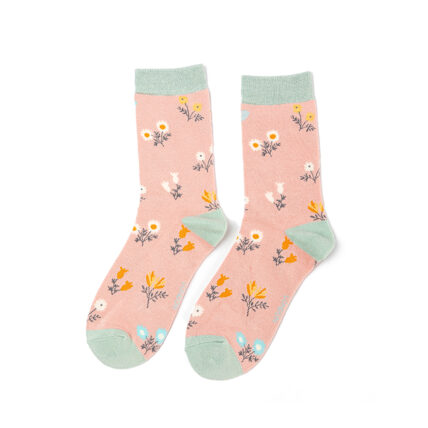 Dainty Floral Socks Dusky Pink-0