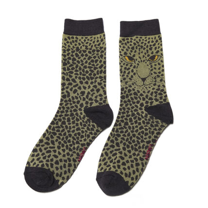Leopards Socks Olive-4113
