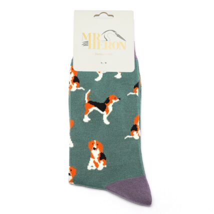 Mr Heron Beagle Pups Socks Green -3985