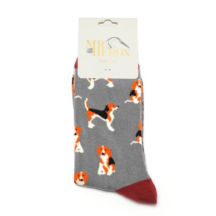 Mr Heron Beagle Pups Socks Grey-3987