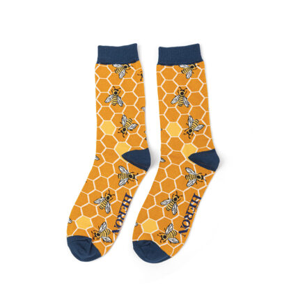 Mr Heron Bee Hive Socks Mustard -0