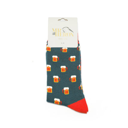 Mr Heron Beer Socks Teal-3999