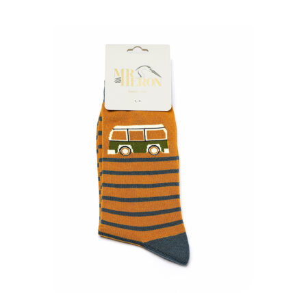 Mr Heron Camper Stripes Socks Mustard -4008
