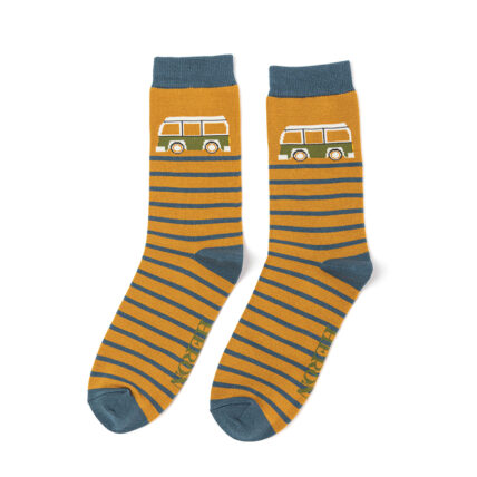Mr Heron Camper Stripes Socks Mustard -0